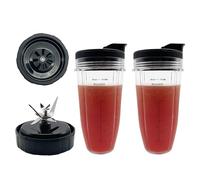 Blender 24 oz Cups & 7 Fins Blade 703KKU100 Replacement Parts Compatible with Ninja Foodi Power SS100 SS101, SS150 Twist, SS151 Twisti, SS300 SS350 SS351 SS400 SS401 CO101B CO150B CO351B CO401B