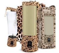 Blender BlendyGo 3, Smoothie Blender, Small Cordless Mini Mixer, Powerful Smoothie Maker, USB Stand Smoothie Maker, BPA-Free, PulseMotion & BlendPro Technology, 550 ml (Leopard)