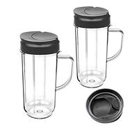 Blender Cup, Replacement Part Flip Top to-go Lids 22oz Tall Cups with Handle for Magic Bullet 250w On-The-Go Mugs & Cups Juicer Mixer, Juice Glasses Accessories(2pcs)