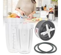 Blender Cups and Blade Replacement Parts, 32oz & 24oz Juicer Cups and Extractor Blade Come with 2 Rubber Gaskets, Fit for NutriBullet High-Speed Blender/Mixer System 600W/900W Series Easy to Use
