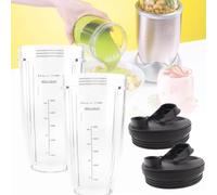 Blender Cups Replacement Parts 2PC, 24oz Ninja Juicer Cups Come with To-Go Lids, Compatible with Nutri Ninja Auto iQ Blenders BN401 / BN751 / BN801 BL480 BL450 BL682 BL642, Easy to Clean Blender Cups