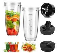 Blender Replacement Parts, 5Pack Includes 2X 24oz Cups & 1x Blade & 2X Spout Lids Compatible with Nutri Ninja Auto IQ Series Blenders BL480 BL482 BL642 BL682 NN102
