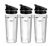 Blender Replacement Parts, Compatible for Ninja, 3 Pack 16oz Cups with to - Go Lids, Compatible for Nutri, QB3001SS