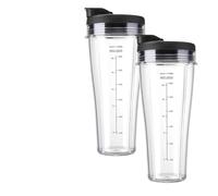 Blender Replacement Parts, Compatible for Ninja, SS101, 24 Oz.Slim Single - Serve Cups Kit with to Go Lids Fits SS100 SS300 SS400 Leak-Proof(2PCS 24OZCup and Lid)
