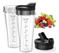 Blender Replacement Parts compatible Ninja, 24oz Ninja Blender Cups with Lids, Blender Blade compatible
