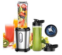 Blender Smoothie Maker, 500W Smoothie Blender, Mini Blender, Small Personal Blender with 2 BPA Free Portable Blender Bottle (600ml) & Lids for Milkshakes, Juicer, Fruit, Vegetables, Ice, Kitchen