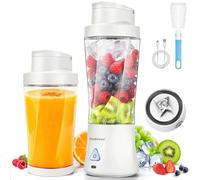 Blender Smoothie Maker 700 ml, Rechargeable, 6000 mAh Portable Blender, 3D 6 Blade Design and IP67 Waterproof, USB Fresh Juice Mixer with and Self-Cleaning, White