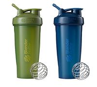 BlenderBottle Classic Shaker Bottle Perfect for Protein Shakes and Pre Workout, 28-Ounce Moss/Moss and Navy/Navy, (Pack of 2)