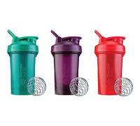 BlenderBottle Classic V2 Shaker Bottle Perfect for Protein Shakes and Pre Workout, 20-Ounce (3-Pack) Red, Green, and Plum