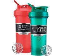 BlenderBottle Classic V2 Shaker Bottle Perfect for Protein Shakes and Pre Workout, 28-Ounce (2 Pack), Red, Green