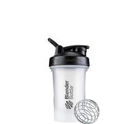 BlenderBottle Classic V2 Shaker Bottle with Stainless Steel Ball, For Protein Shakes, Dishwasher Safe, 590ml, Black/Clear