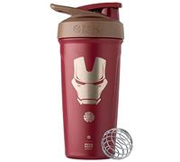 BlenderBottle Marvel Strada Shaker Cup Insulated Stainless Steel Water Bottle with Wire Whisk, 24-Ounce, Iron Man