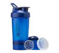 BlenderBottle Shaker Bottle with Pill Organizer and Storage for Protein Powder, Classic V2 ProStak System, 22-Ounce, Blue