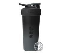 BlenderBottle Sport Sleek Shaker Cup Insulated Stainless Steel Water Bottle with Wire Whisk, 25-Ounce, Smokestack (Black/Grey)
