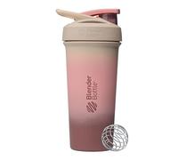 BlenderBottle Sport Sleek Shaker Cup Insulated Stainless Steel Water Bottle with Wire Whisk, 25 Oz, Berry Fade (Pink)