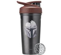 BlenderBottle Star Wars Strada Shaker Cup Insulated Stainless Steel Water Bottle with Wire Whisk, 24-Ounce, Mandalorian Helmet