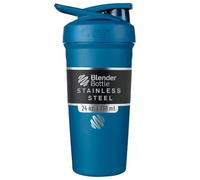 BlenderBottle Strada Shaker Cup Insulated Stainless Steel Water Bottle with Wire Whisk, 24-Ounce, Blue