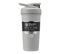 BlenderBottle Strada Shaker Cup Insulated Stainless Steel Water Bottle with Wire Whisk, 24-Ounce, Grey