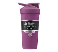 BlenderBottle Strada Shaker Cup Insulated Stainless Steel Water Bottle with Wire Whisk, 24-Ounce, Plum