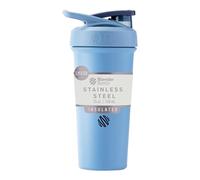 BlenderBottle Strada Sleek Shaker Cup Insulated Stainless Steel Water Bottle with Wire Whisk, 25-Ounce, Dusty Blue