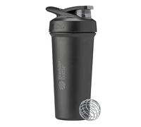 BlenderBottle Strada Sleek Shaker Cup Insulated Stainless Steel Water Bottle with Wire Whisk, 25-Ounce, Black