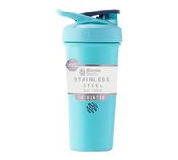 Blenderbottle Strada Sleek Shaker Cup Insulated Stainless Steel Water Bottle With Wire Whisk, 740 Ml, Seafoam