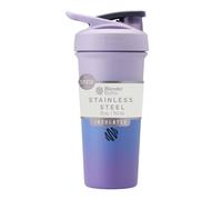 BlenderBottle Strada Sleek Shaker Cup Insulated Stainless Steel Water Bottle with Wire Whisk, 740ml, Lavender Ombre