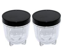 Blendin 2 Pack Short Cup with Black Jar Lid, Fits Original Magic Bullet Blender Juicer MB1001 250W