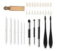 Blending Stumps, Professional Drawing Tools for Sketch Blending Techniques and Charcoal Transitions, Complete Set with 30 Blending Sticks, Double-Ended Extender and Large Sandpaper Board