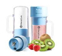 BlendQuik, Personal Portable Blender For Shakes & Smoothies, Leakproof & Stylish Portable Mason Jar Shaker, Rechargeable Mini Blender with 10-Blade Blending System 14oz, Sky Blue