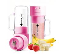 BlendQuik, Portable Personal Blender for Milkshakes and Smoothies, Leakproof and Stylish, Rechargeable Portable Mini Blender with 10 Blade Mixing System, 14 oz, Pink