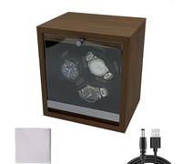Blendra Grey Automatic Watch Winder with LED Light 4 Rotation Modes Automatic Rotator Flexible Soft Watch Pillow Quiet Motor AC Adapter(3 Slots)