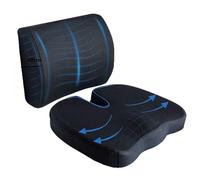 Blendra Lumbar Support Cushion & Seat Cushions Set, Memory Foam Lumbar Support Pillow for Sciatica, Back & Tailbone Pain Relief for Office Chair, Car, Breathable Mesh & Extra Thick