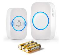 Blendura funk türklingel Set, 300 m Wireless Range IP44 Waterproof Electronic Front Doorbell with Plug-in Receivers, 60 Melodies, 5 Volume Levels, White