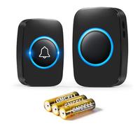 Blendura funk türklingel Set, 300 m Wireless Range IP44 Waterproof Electronic Front Doorbell with Plug-in Receivers, 60 Melodies, 5 Volume Levels, Black