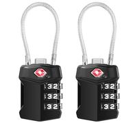 Blendura TSA Approved Luggage Locks, 2 Pack TSA Suitcase Locks, 3 Digit Combination Suitcase Padlocks, Flexible Combination Travel Padlock for Suitcases Luggage Case Bag Code Lock, Black