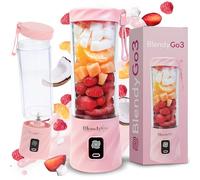 BlendyGo 3 Portable Blender, Small Cordless Mini Mixer, Powerful Smoothie Blender, USB Stand Smoothie Maker, BPA-Free, PulseMotion & BlendPro Technology, 550 ml (Rose)