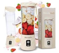 BlendyGo 3 Portable Blender, Small Cordless Mini Mixer, Powerful Smoothie Blender, USB Stand Smoothie Maker, BPA-Free, PulseMotion & BlendPro Technology, 550 ml (Beige)