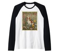 Blenheim Cavalier King Charles Spaniel Vintage Floral Raglan Baseball Tee