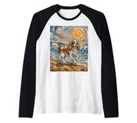 Blenheim Cavalier Spaniel Summer Beach Cute Dog Artwork Raglan Baseball Tee