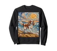 Blenheim Cavalier Spaniel Summer Beach Cute Dog Artwork Sweatshirt