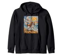 Blenheim Cavalier Spaniel Summer Beach Cute Dog Artwork Zip Hoodie