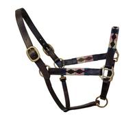 Blenheim Leather Polo Horse Headcollar Pink/natural/navy (Full)