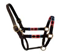 Blenheim Leather Polo Horse Headcollar Turquoise/red/orange/blue (Pony)