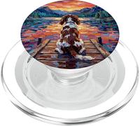 Blenheim Spaniel On a Dock Dog at Mountain Lake Artwork PopSockets PopGrip for MagSafe