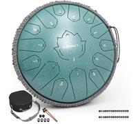 BLENNACY 13" 15-Note C Major Steel Drum- Woven Mesh Edge Malachite | soothes stress,enhances focus, promotes calm,easy for all ages, ideal for meditation, yoga, or daily relaxation