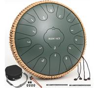 BLENNACY 13" 15-Note C Major Steel Drum- Woven Mesh Edge Stone Green | soothes stress,enhances focus, promotes calm,easy for all ages, ideal for meditation, yoga, or daily relaxation