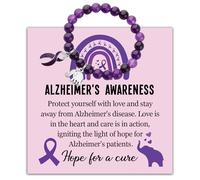 BLEOUK Alzheimers Awareness Bracelet Purple Elephant Ribbon Jewelry Gift Alzheimers Awareness Support Gift Thank You Present, S, Metal, na unknow