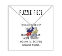 BLEOUK Autism Puzzle Piece Gift Autism Awareness Necklace Autism Encouragement Gift Autism Mom Jewelry, S, Metal, na unknow