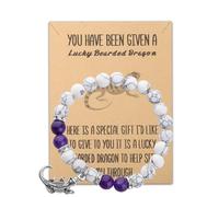 BLEOUK Bearded Dragon Bracelet Bearded Dragon Jewelry Lizard Reptile Lover Bead Bracelet, Metal, na unknow